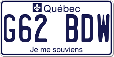QC license plate G62BDW