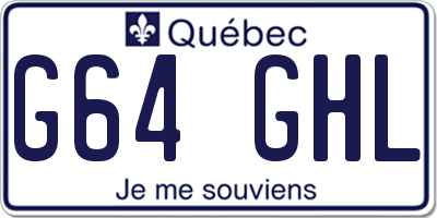QC license plate G64GHL
