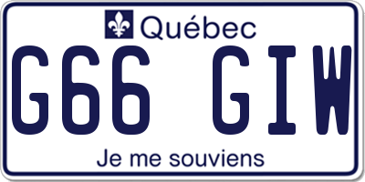 QC license plate G66GIW