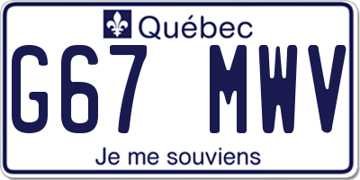 QC license plate G67MWV