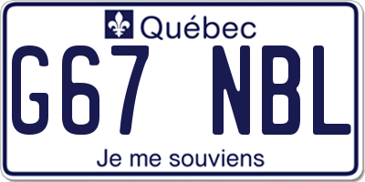 QC license plate G67NBL
