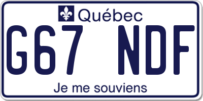 QC license plate G67NDF