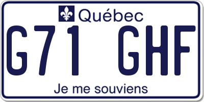 QC license plate G71GHF