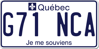 QC license plate G71NCA