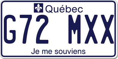 QC license plate G72MXX