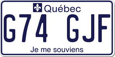 QC license plate G74GJF