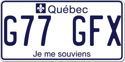 QC license plate G77GFX