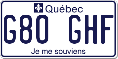 QC license plate G80GHF