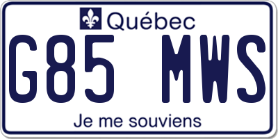 QC license plate G85MWS
