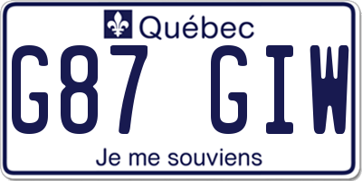 QC license plate G87GIW