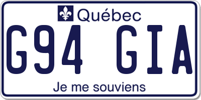 QC license plate G94GIA