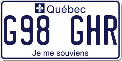 QC license plate G98GHR