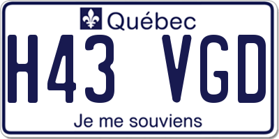 QC license plate H43VGD