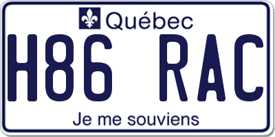QC license plate H86RAC