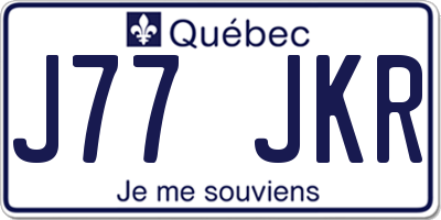 QC license plate J77JKR