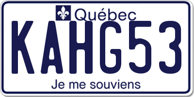 QC license plate KAHG53