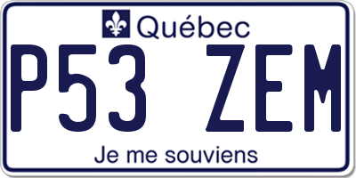 QC license plate P53ZEM