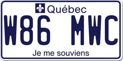 QC license plate W86MWC