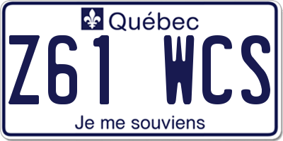 QC license plate Z61WCS