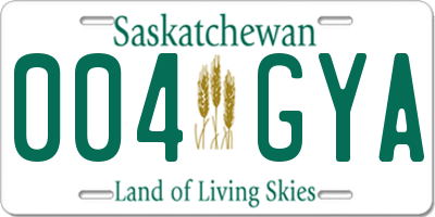 SK license plate 004GYA