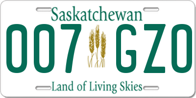 SK license plate 007GZO