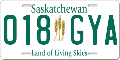 SK license plate 018GYA