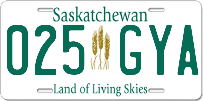 SK license plate 025GYA