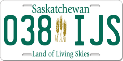 SK license plate 038IJS
