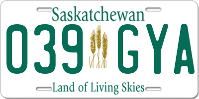 SK license plate 039GYA