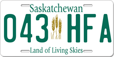 SK license plate 043HFA
