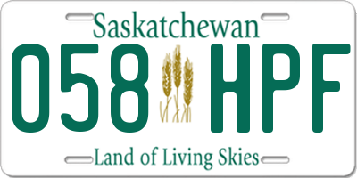 SK license plate 058HPF