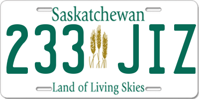 SK license plate 233JIZ