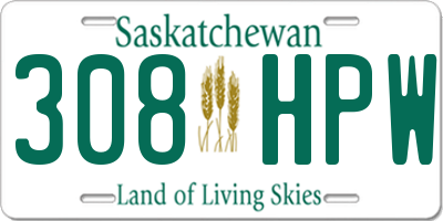 SK license plate 308HPW