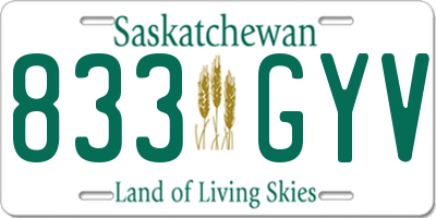 SK license plate 833GYV